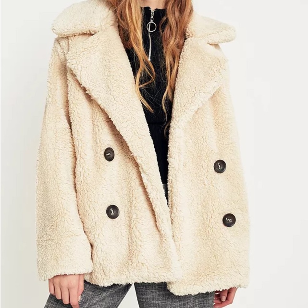 Free People Notched Teddy Peacoat